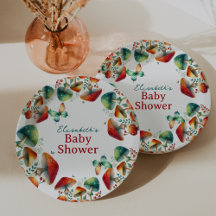 Whimsical Forest Pilz-Baby-Shower-Papierteller