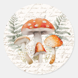Whimsical Forest Pilz Vintage Farmhouse  Runder Aufkleber