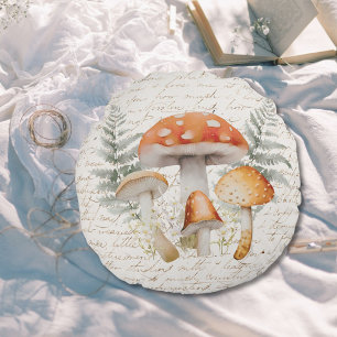 Whimsical Forest Pilz Vintage Farmhouse  Rundes Kissen