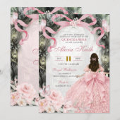 Whimsical Forest Pink Bow Coquette Butterfly I Einladung (Vorne/Hinten)