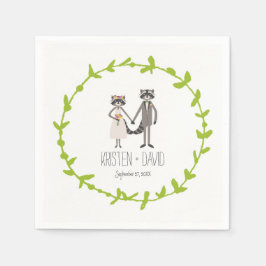 Whimsical Forest Raccoons Rustikale Hochzeit Serviette