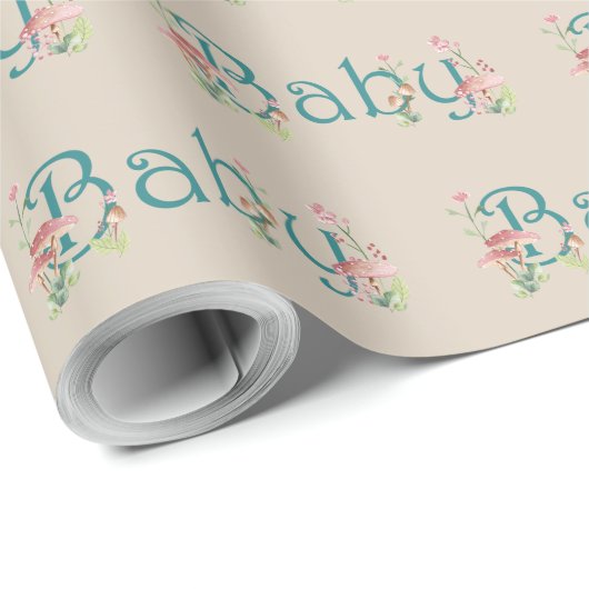 Whimsical Forest Theme mit Mushrooms Baby Dusche Geschenkpapier (Rolleneckpunkt)