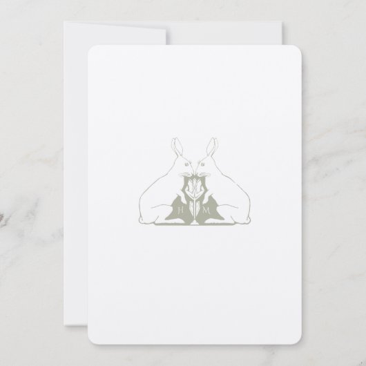 Whimsical Forest Themed Wedding Rabbit Motif Einladung (Rückseite)