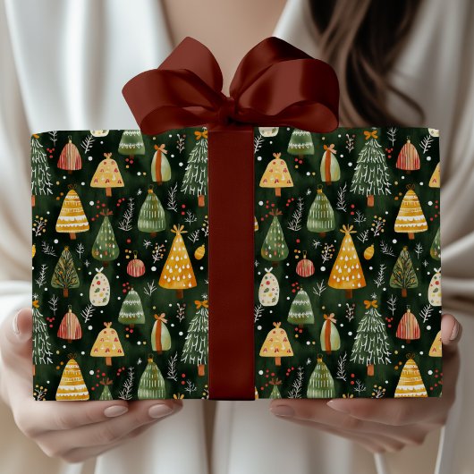 Whimsical Forest Weihnachtsbaum-Muster Geschenkpapier