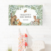 Whimsical Forest Woodland Animals Welcome Baby Banner (Insitu)