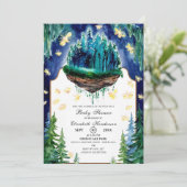 Whimsical Forest Woodland Babydusche Einladung (Stehend Vorderseite)