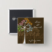 Whimsical Four Seasons Trees Brown Wedding Button (Vorne & Hinten)