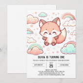 Whimsical Fox 1. Einladung (Vorne/Hinten)