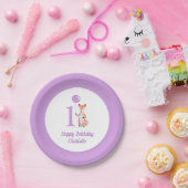Whimsical Fox & Balloon Lila Happy Birthday 1. Pappteller (Party)