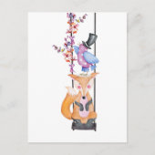 Whimsical Fox & Bird Postkarte (Vorderseite)