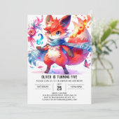 Whimsical Fox Birthday Einladung (Stehend Vorderseite)