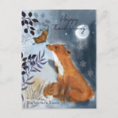 Whimsical Fox & Butterfly Mystical Erntedank Postkarte (Vorderseite)