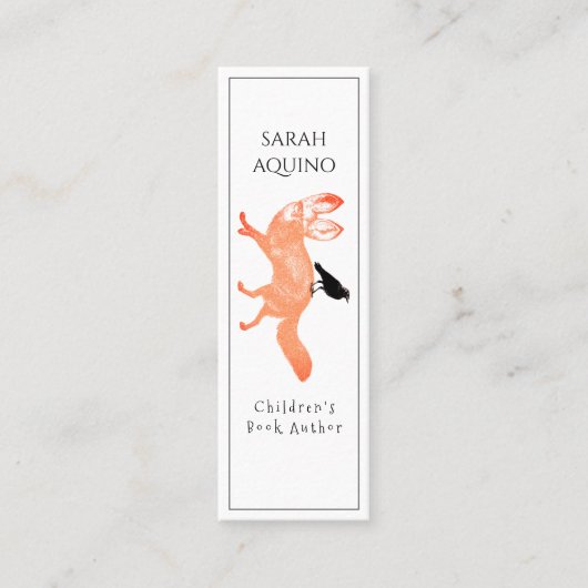 Whimsical Fox Crow Lesezeichen für Kinderbuch-Auto Mini Visitenkarte (Vorderseite)