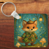 Whimsical Fox Explorer Art Schlüsselanhänger (Vorderseite)