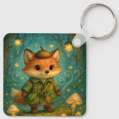 Whimsical Fox Explorer Art Schlüsselanhänger (Rückseite)