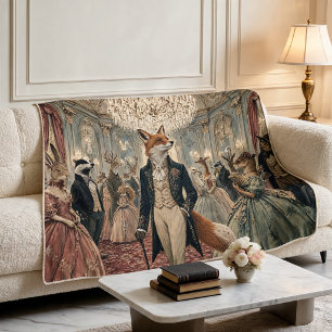 Whimsical Fox Grand Ball Vintage Tiermode Fleecedecke