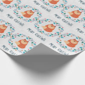 Whimsical Fox in Christmas Wreath Geschenkpapier (Ecke)