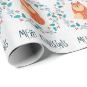 Whimsical Fox in Christmas Wreath Geschenkpapier (Rolleneckpunkt)