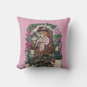 Whimsical Fox Mad Hatter Alice im Wunderland Art Kissen