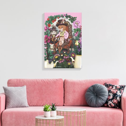 Whimsical Fox Mad Hatter Alice im Wunderland Art Leinwanddruck (Insitu (Wohnzimmer))