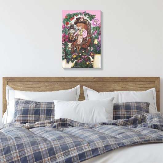 Whimsical Fox Mad Hatter Alice im Wunderland Art Leinwanddruck (Insitu (Schlafzimmer))