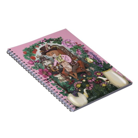 Whimsical Fox Mad Hatter Alice im Wunderland Art Notizblock (Rechte Seite)