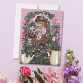 Whimsical Fox Mad Hatter Alice im Wunderland Art Postkarte