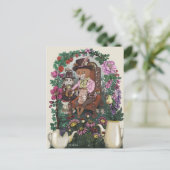 Whimsical Fox Mad Hatter Alice im Wunderland Art Postkarte (Stehend Vorderseite)