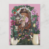 Whimsical Fox Mad Hatter Alice im Wunderland Art Postkarte (Vorderseite)