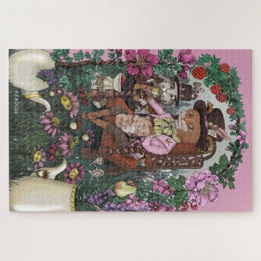 Whimsical Fox Mad Hatter Alice im Wunderland Art Puzzle (Horizontal)
