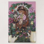 Whimsical Fox Mad Hatter Alice im Wunderland Art Puzzle (Vertikal)