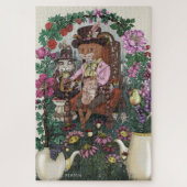 Whimsical Fox Mad Hatter Alice im Wunderland Art Puzzle (Vertikal)