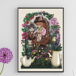 Whimsical Fox Mad Hatter Alice im Wunderland Poster