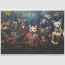 Whimsical Fox Musical Maestro Decoupage Seidenpapier