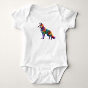 Whimsical Fox of Radiant Hues Baby Strampler