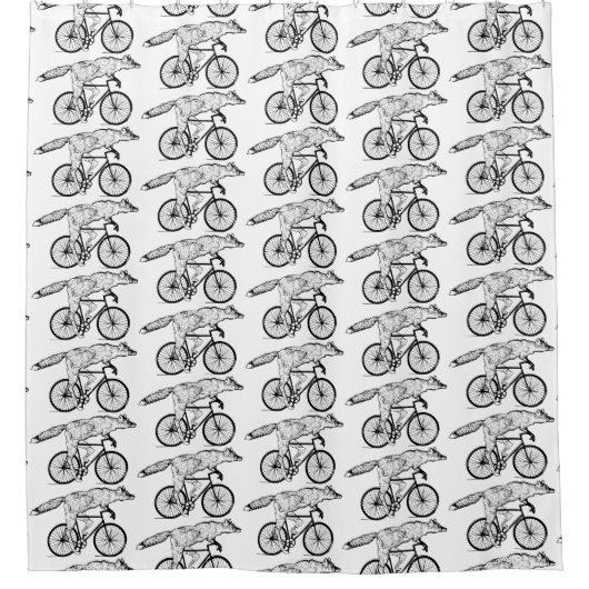 Whimsical Fox on Bicycle Art Print Duschvorhang (Vorderseite)