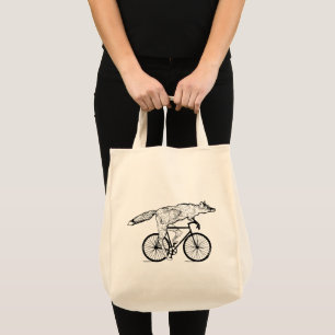 Whimsical Fox on Bicycle Art Print Tragetasche