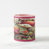 Whimsical Fox on Bicycle Floral Magic Mug Tasse (Zentrum)