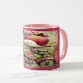 Whimsical Fox on Bicycle Floral Magic Mug Tasse (VorderseiteRechts)