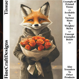 Whimsical Fox, Orange Rose Bouquet DC5 Decoupage Seidenpapier