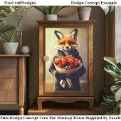 Whimsical Fox, Orange Rose Bouquet DC5F Decoupage Seidenpapier