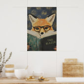 Whimsical Fox Reading Book Art Print Poster (Küche)