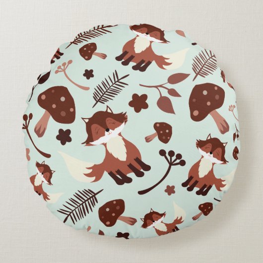 Whimsical Fox Rundes Kissen (Vorderseite)