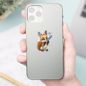 Whimsical Fox with a Feather Aufkleber (Telefon)