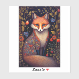 Whimsical Fox Woodland Fantasy Art Aufkleber