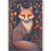 Whimsical Fox Woodland Fantasy Art Aufkleber (Vorderseite)