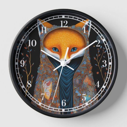 Whimsical Fox Woodland Fantasy Art Clock Uhr (Vorderseite)