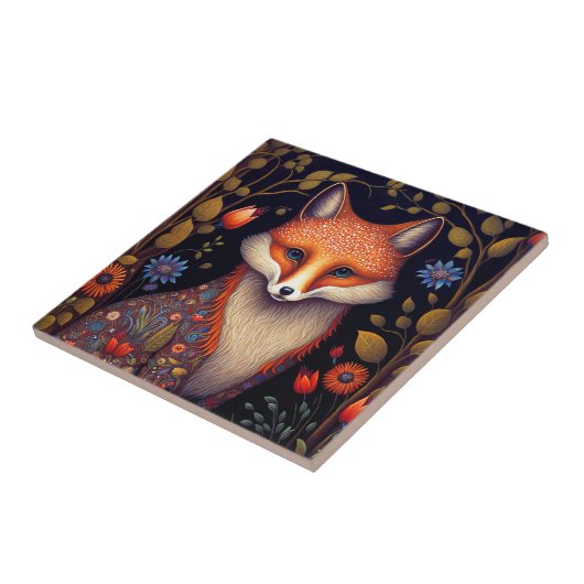 Whimsical Fox Woodland Fantasy Art Fliese (Seite)
