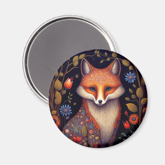 Whimsical Fox Woodland Fantasy Art Magnet (Vorderseite/Rückseite)
