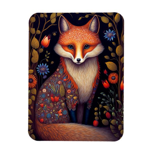 Whimsical Fox Woodland Fantasy Art Magnet (Vertikal)